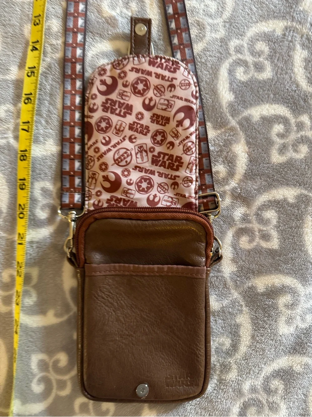 Disney D Tech Brown faux Leather Chewbacca theme Crossbody Phone Bag